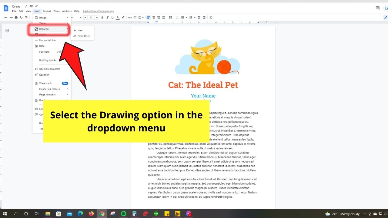 How to Do a Drop Cap in Google Docs Step 1.2