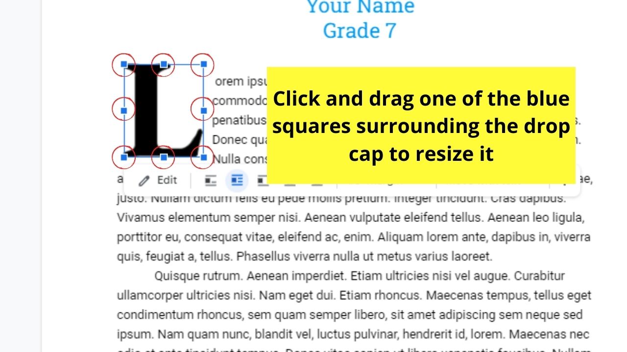 How to Do a Drop Cap in Google Docs Step 7