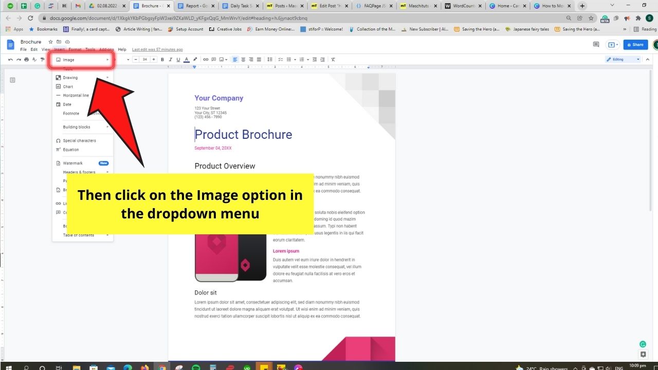 How to Move Images in Google Docs Step 1.2