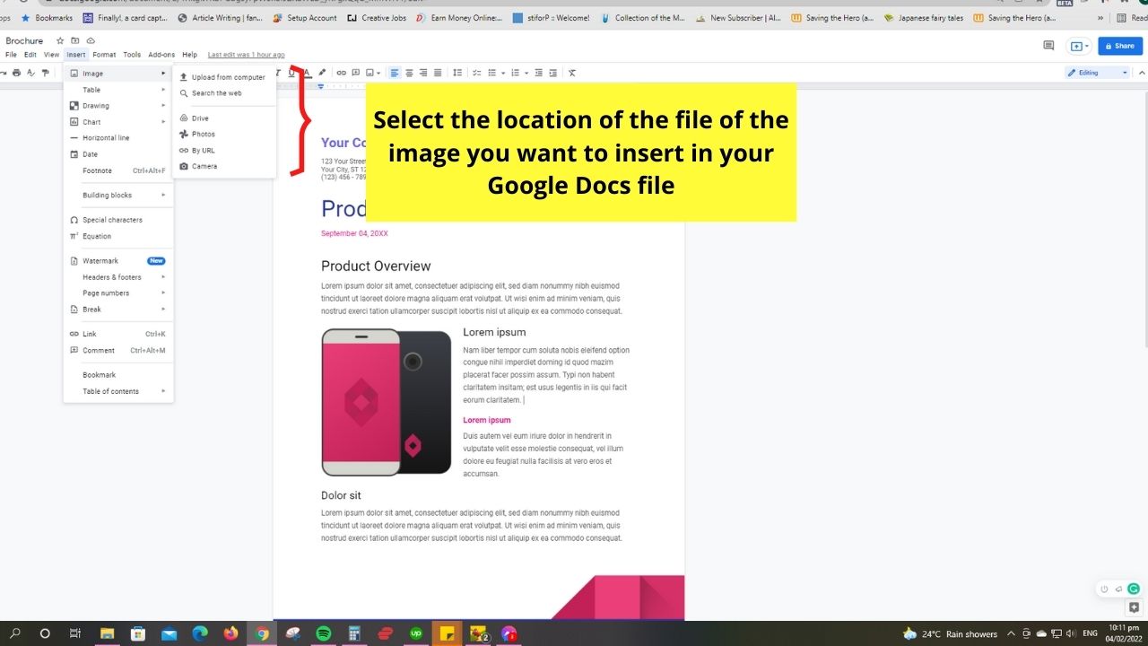 How to Move Images in Google Docs Step 1.3