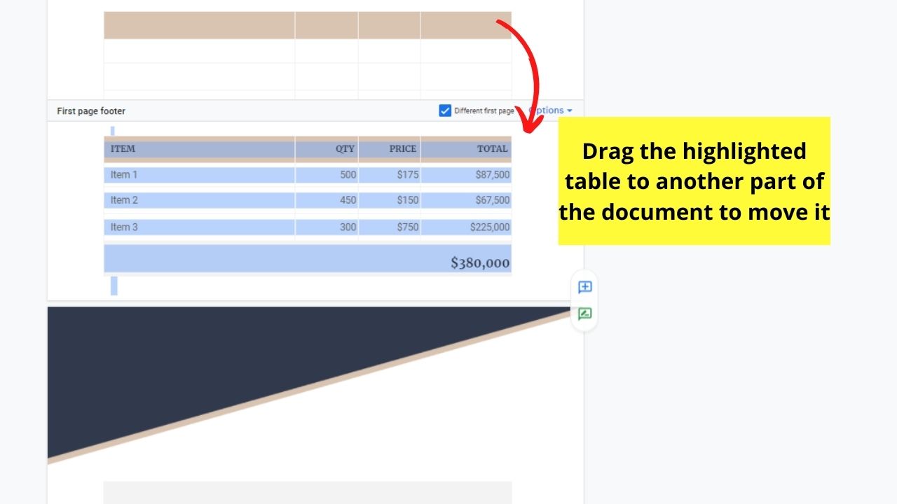 How to Move a Table in Google Docs Step 2