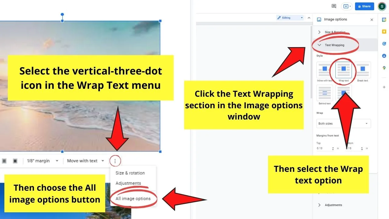 How to Overlap Images in Google Docs by Adjusting Text Wrap Step 4.2