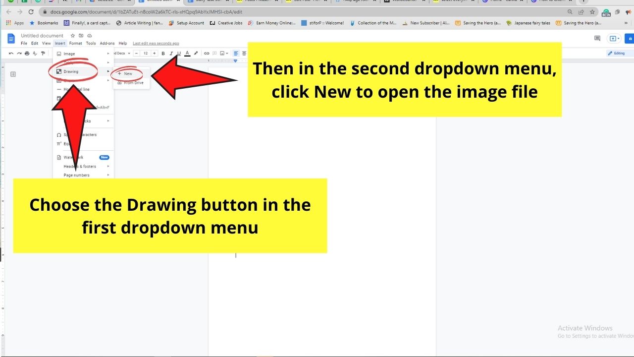 How to Overlap Images in Google Docs through the Drawing Tool Step 2