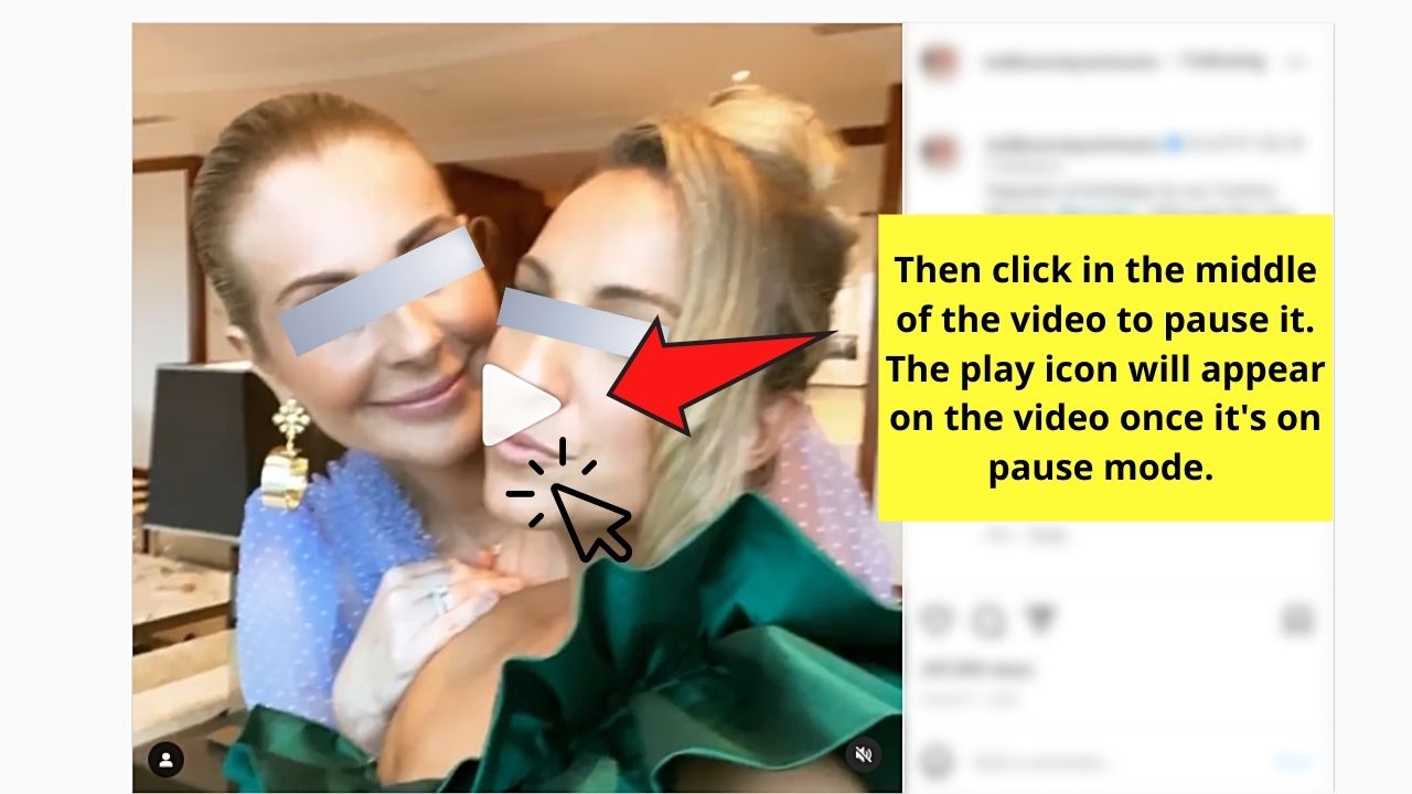 How to Pause an Instagram Video in the Desktop Step 2