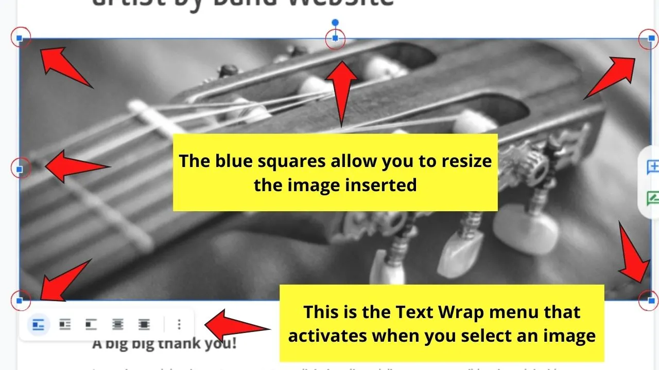How to Put an Image Behind Text in Google Docs with the Behind Text Wrapping Step 3.1
