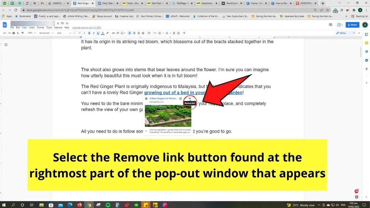 How to Remove a Hyperlink in Google Docs by Manual Removal Step 3.1