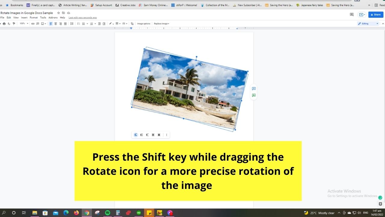 How to Rotate Images in Google Docs Using the Rotate Icon Step 4.2
