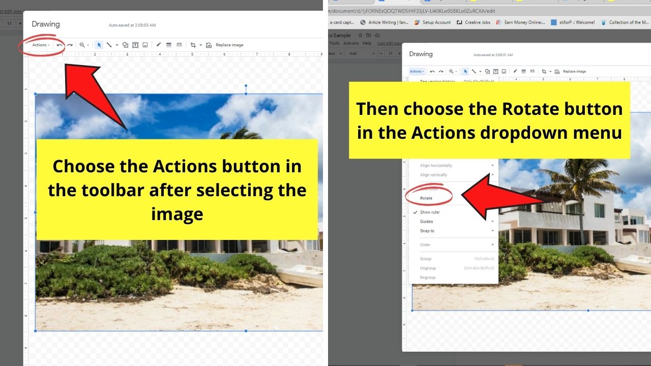 How to Rotate Images in Google Docs with the Drawing Tool Step 5
