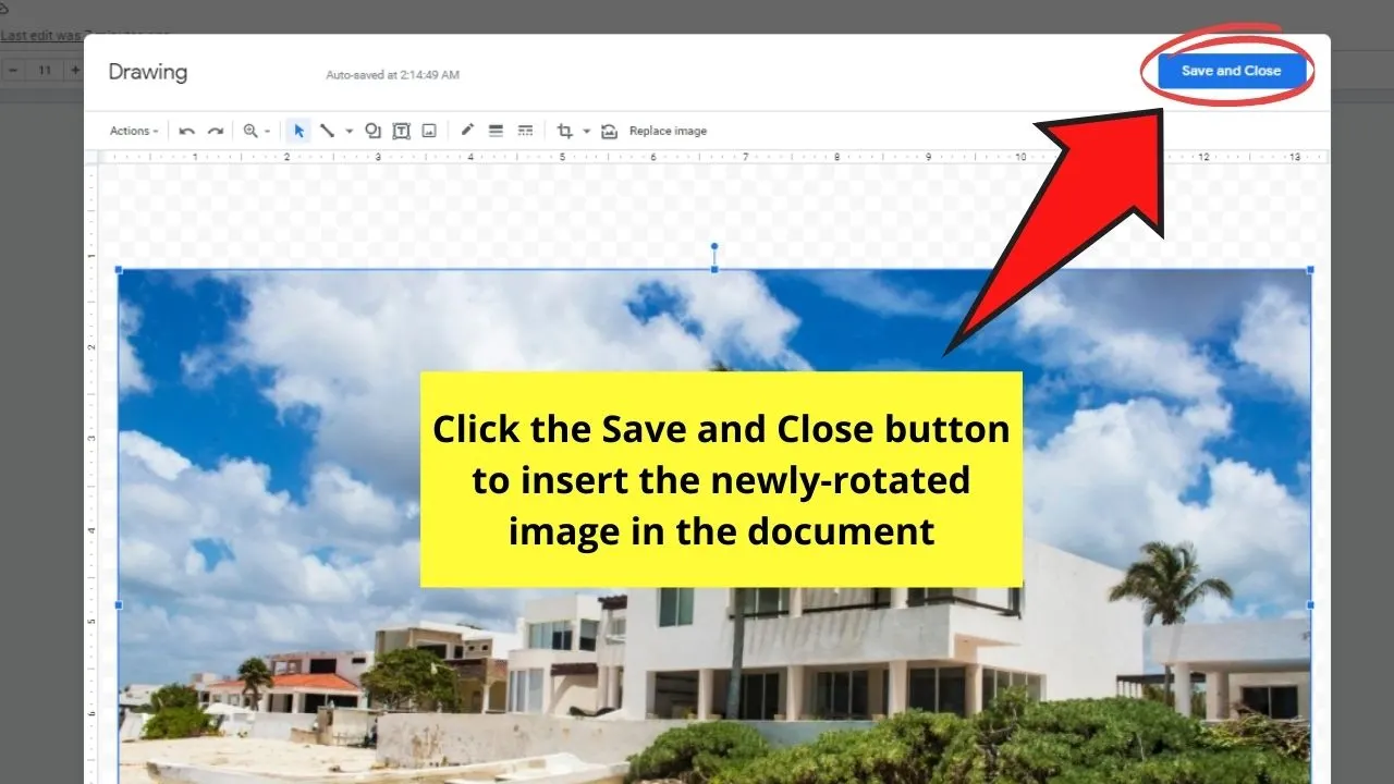 How to Rotate Images in Google Docs with the Drawing Tool Step 7