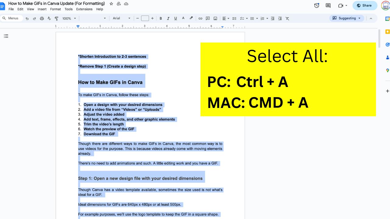 How to Select All in Google Docs
