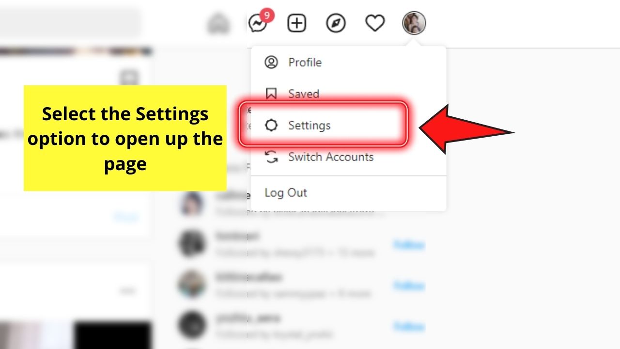 How to Unread Messages on Instagram Switching Account Types on Desktop Step 2