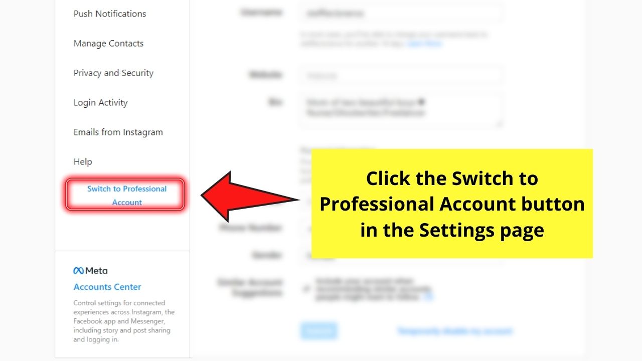 How to Unread Messages on Instagram Switching Account Types on Desktop Step 3