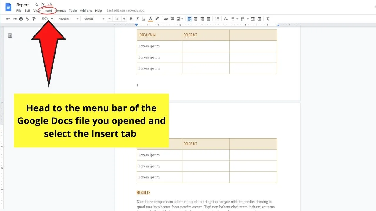 How to View Multiple Tables in Google Docs by Creating Inner Tables Step 1