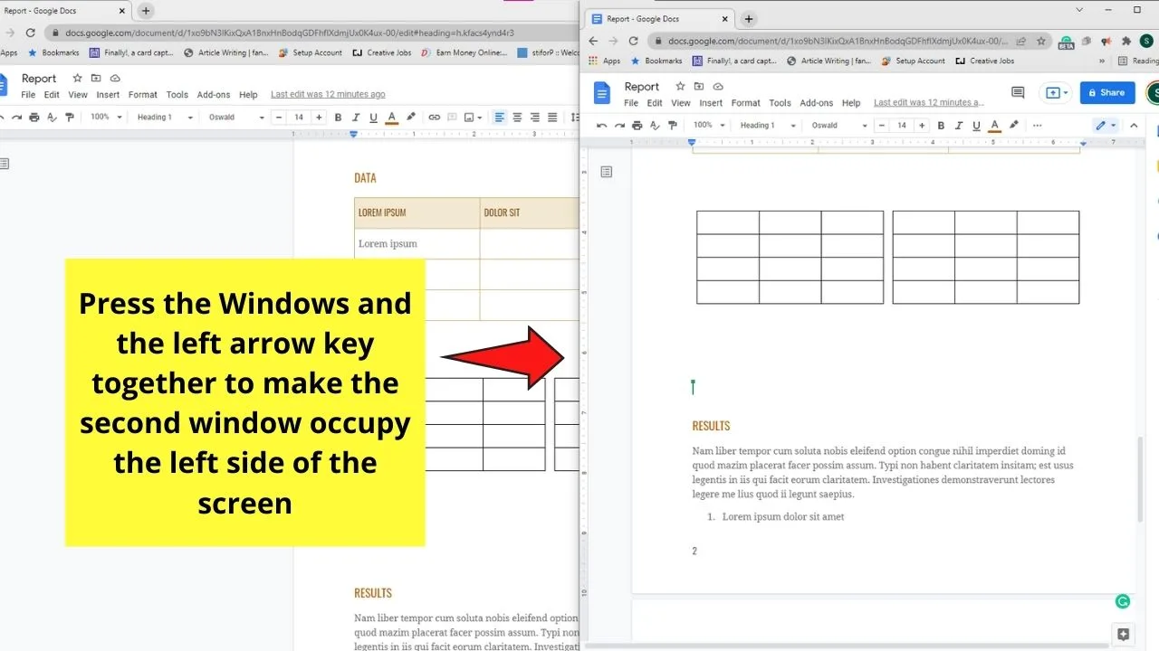 How to View Multiple Tables in Google Docs by Opening Multiple Windows Step 3.2