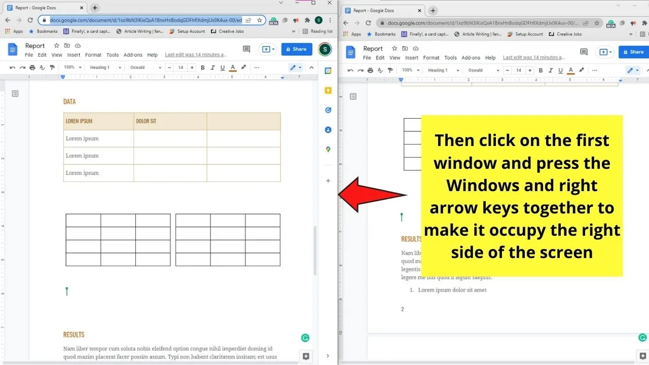 How to View Multiple Tables in Google Docs by Opening Multiple Windows Step 4.1