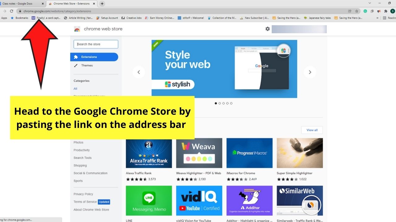 How to View Two Pages Side by Side in Google Docs by Installing Chrome Extensions Step 1.1