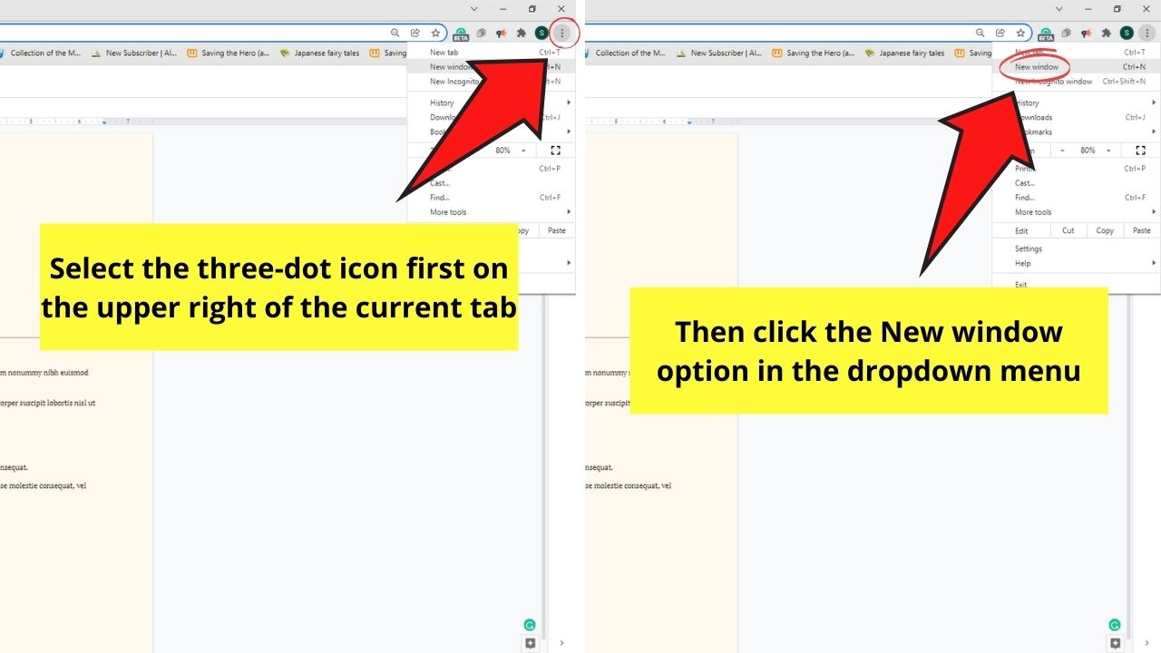How to View Two Pages Side by Side in Google Docs by Opening Multiple Windows Step 2.1
