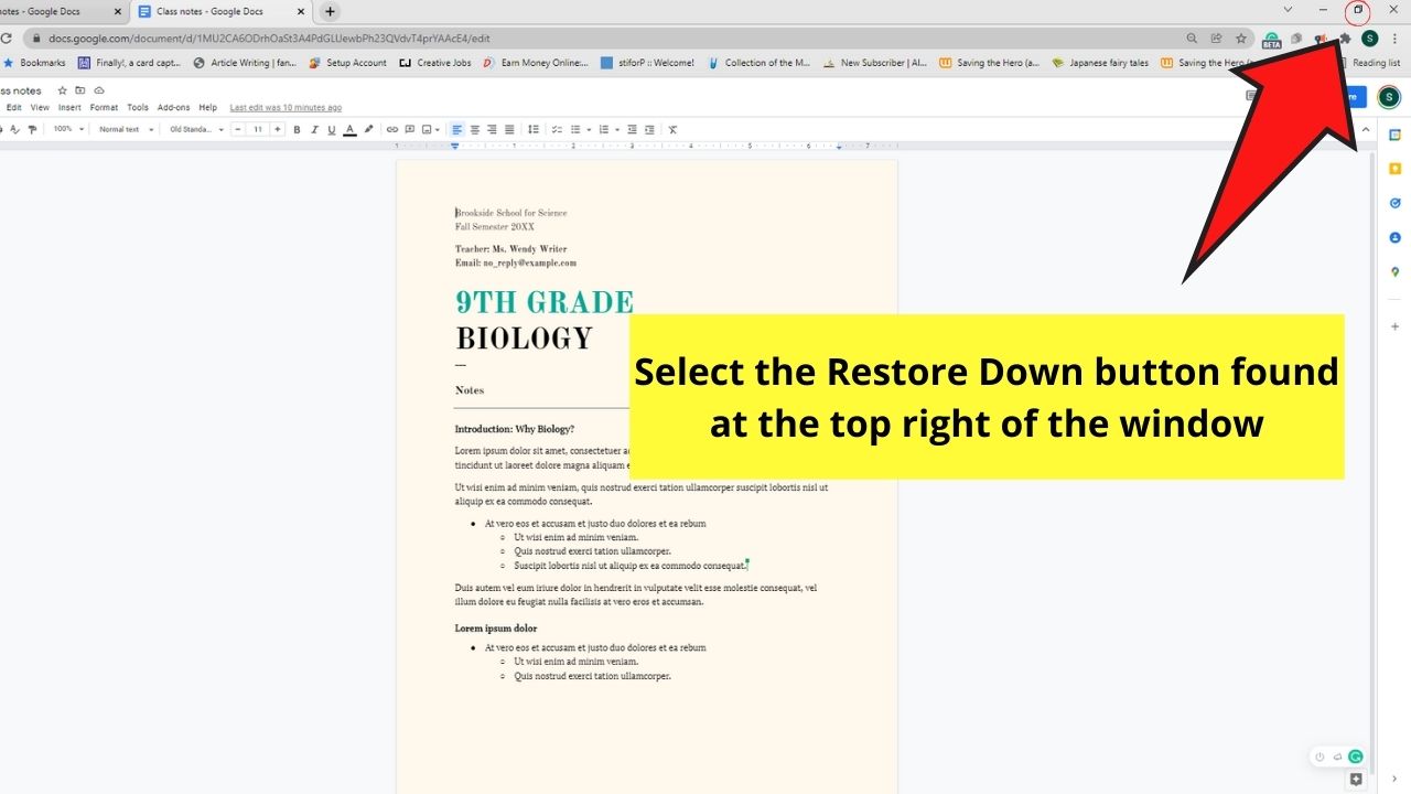 How to View Two Pages Side by Side in Google Docs by Opening Multiple Windows Step 2.5