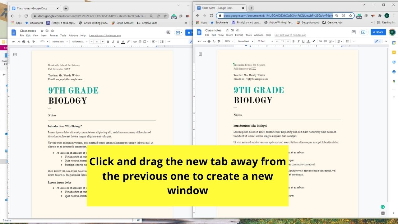 How to View Two Pages Side by Side in Google Docs by Opening Multiple Windows Step 3.2