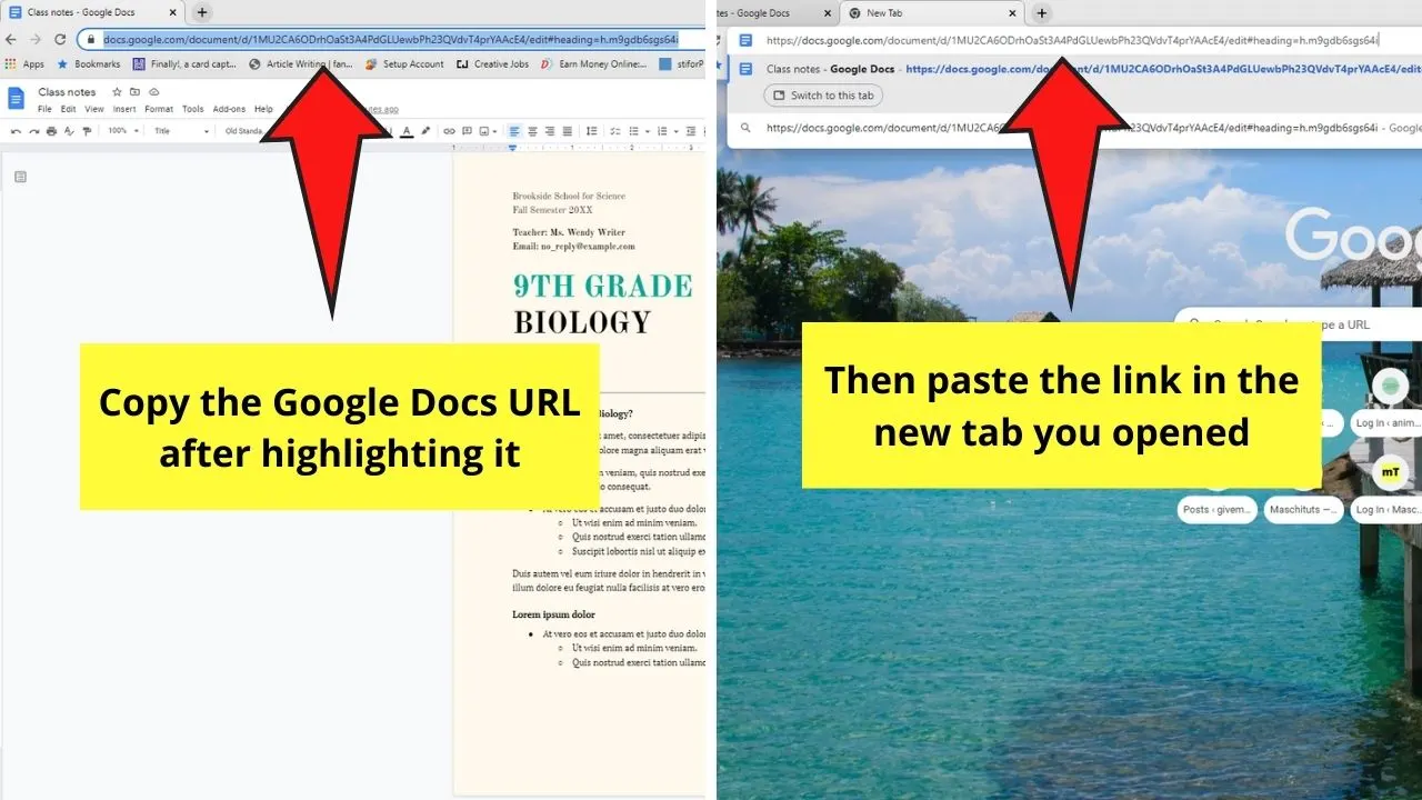 How to View Two Pages Side by Side in Google Docs by Using Keyboard Shortcuts Step 2