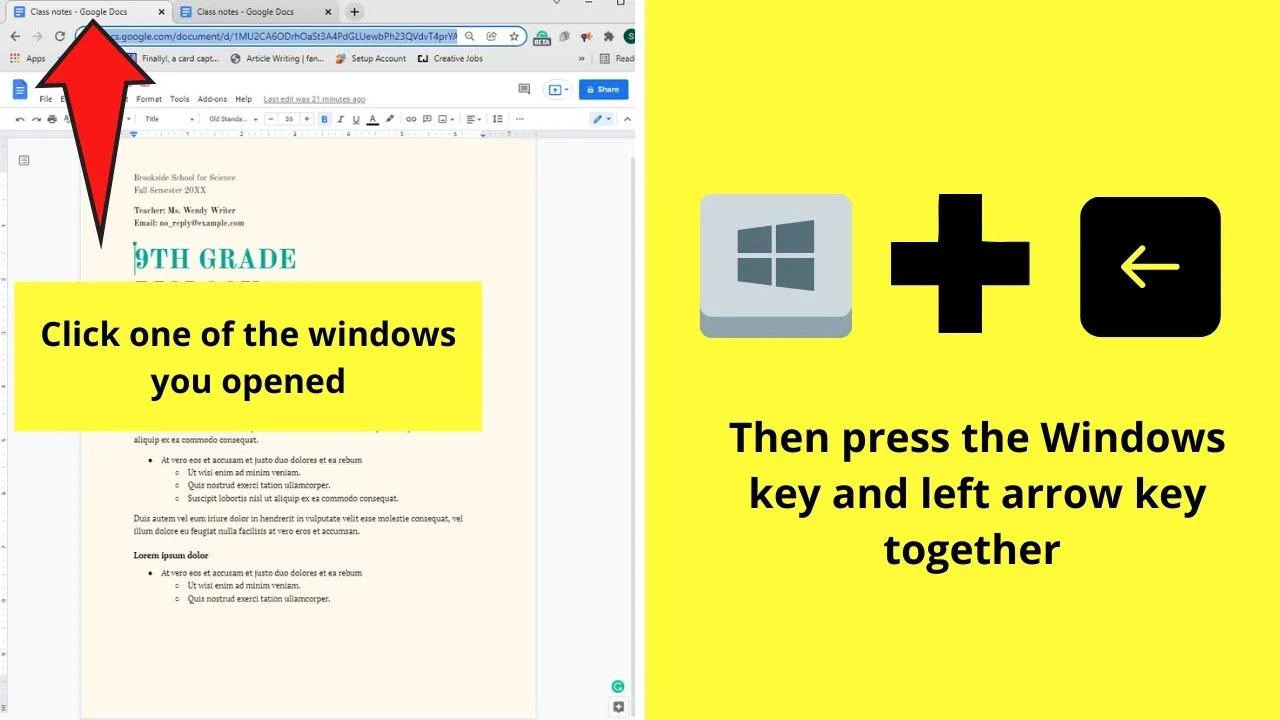How to View Two Pages Side by Side in Google Docs by Using Keyboard Shortcuts Step 3.1