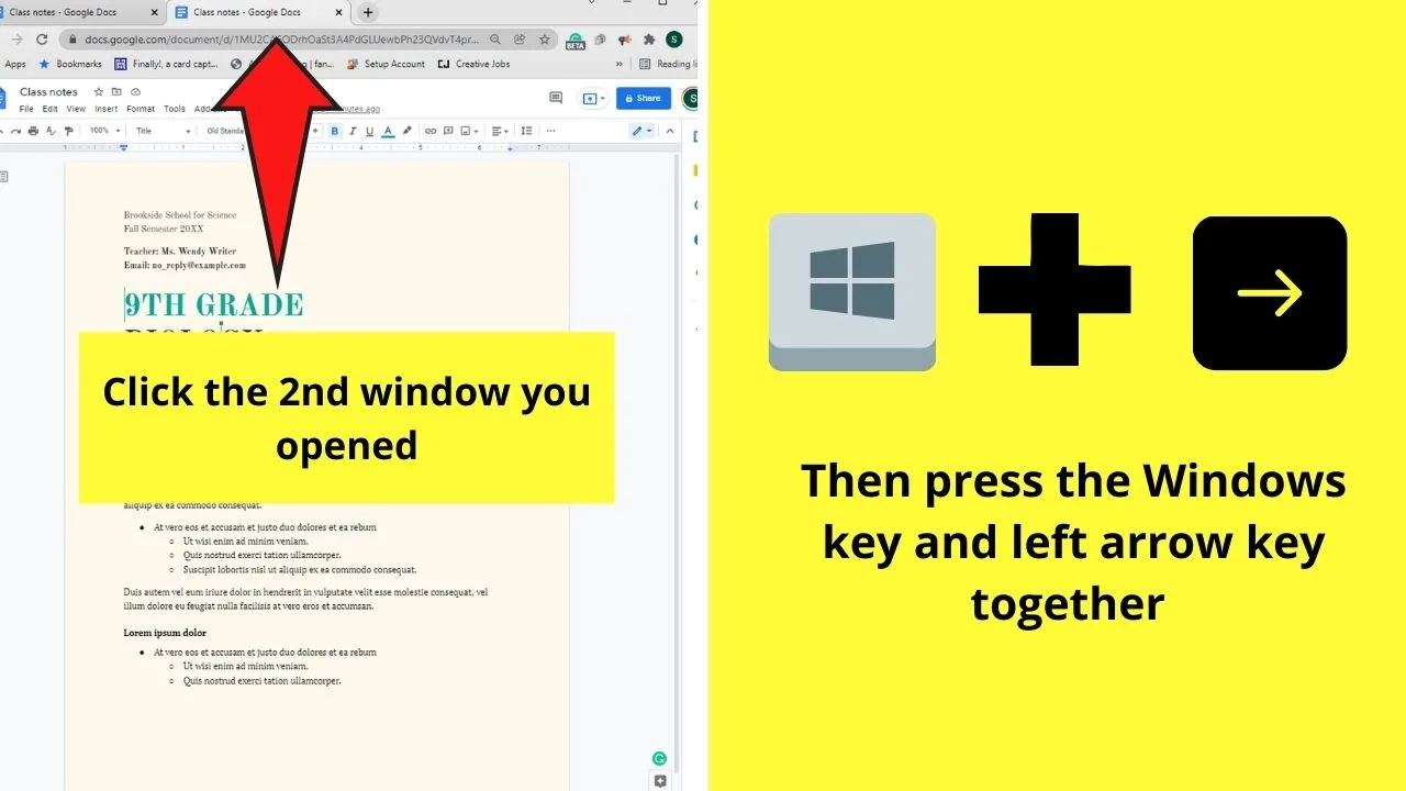 How to View Two Pages Side by Side in Google Docs by Using Keyboard Shortcuts Step 4.1