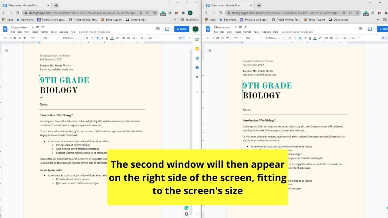 How to View Two Pages Side by Side in Google Docs by Using Keyboard Shortcuts Step 4.2