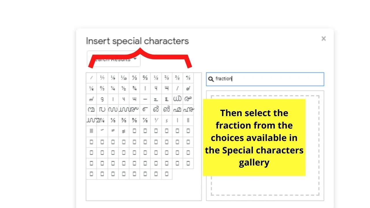 How to Write Fractions in Google Docs by Inserting Special Characters Step 3.2