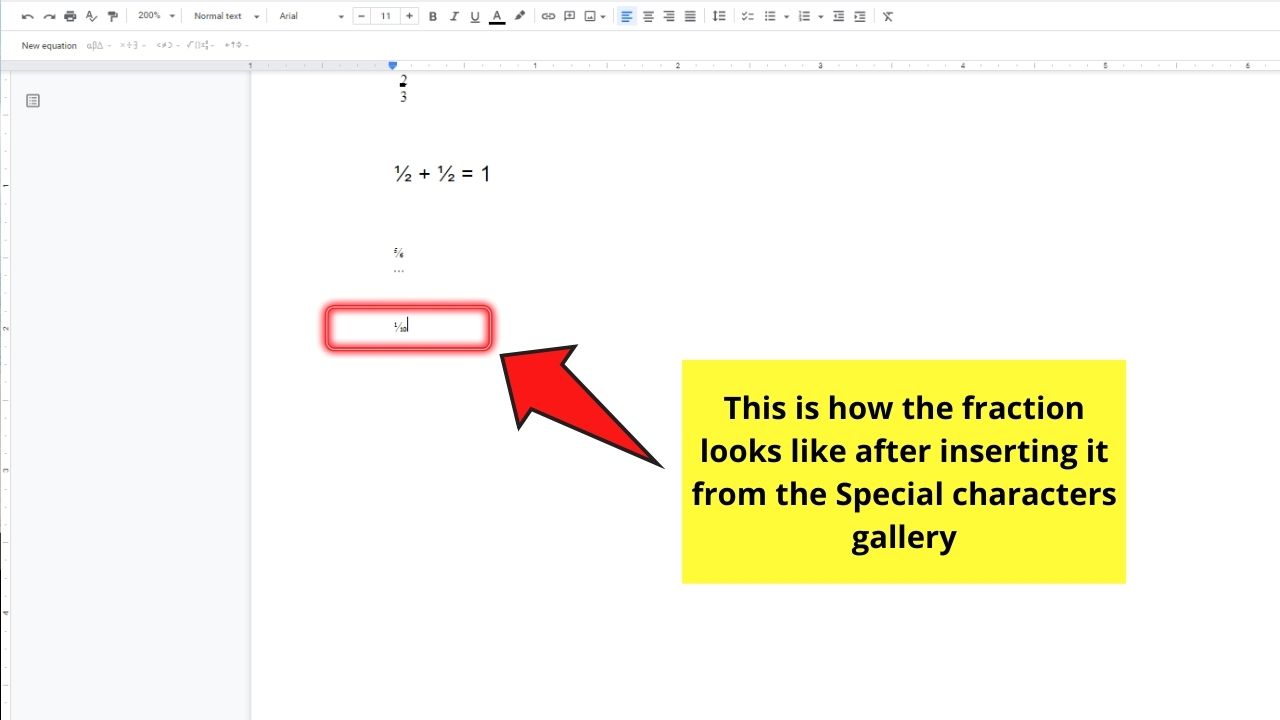 How to Write Fractions in Google Docs by Inserting Special Characters Step 3.3