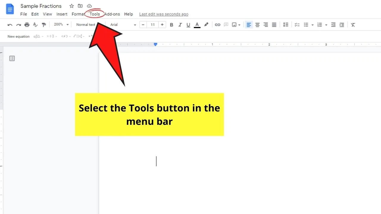 How to Write Fractions in Google Docs with Substitutions Step 1