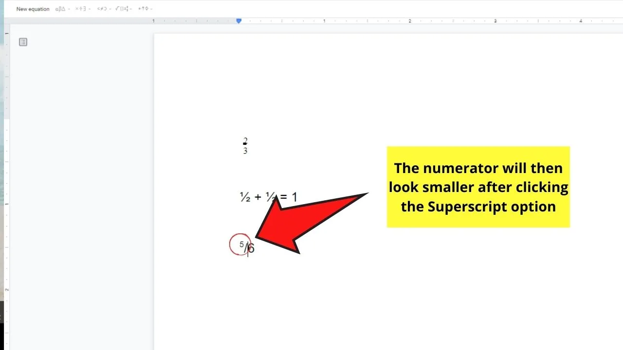 How to Write Fractions in Google Docs with Superscripts and Subscripts Step 3