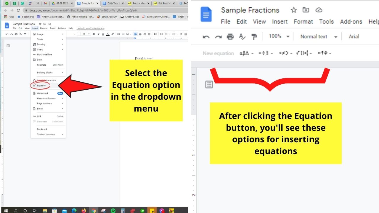 How to Write Fractions in Google Docs Step 2