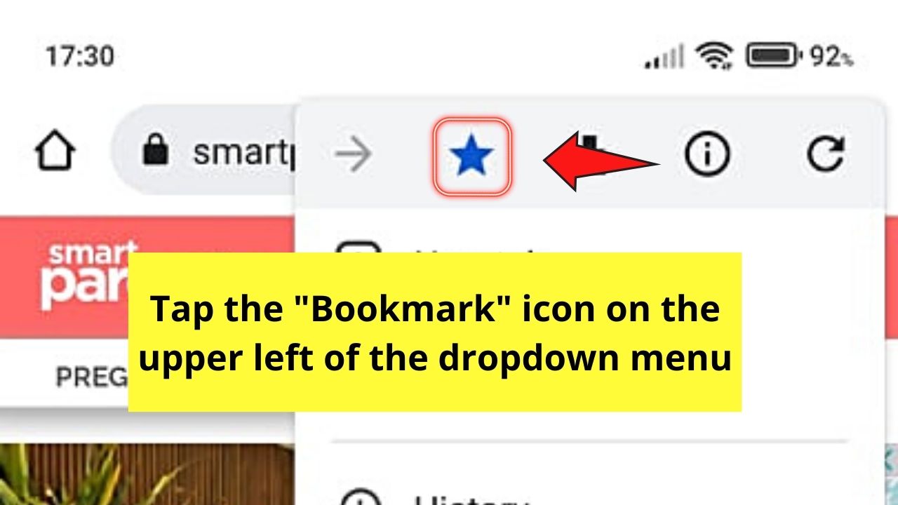 How to Bookmark in Chrome Android Step 4