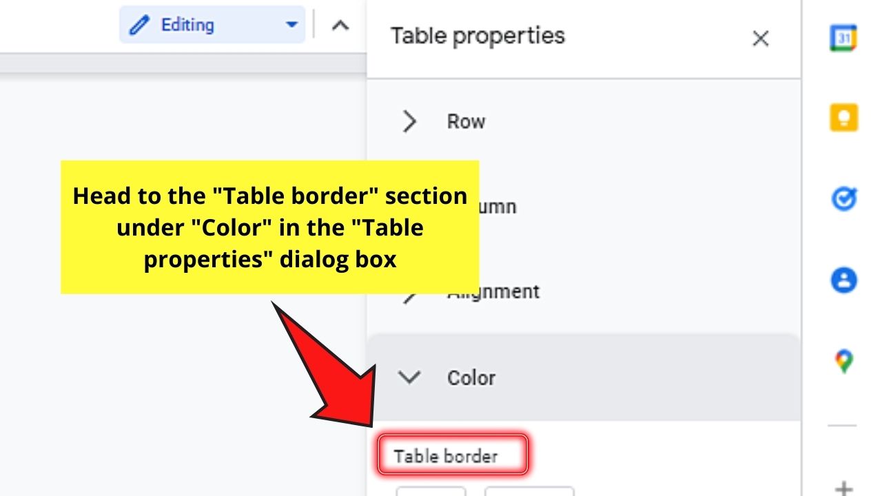 How to Caption an Image in Google Docs by Adding a Table Step 7.1