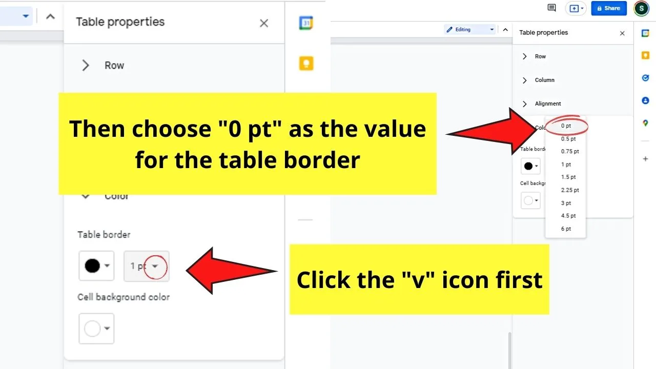 How to Caption an Image in Google Docs by Adding a Table Step 7.2