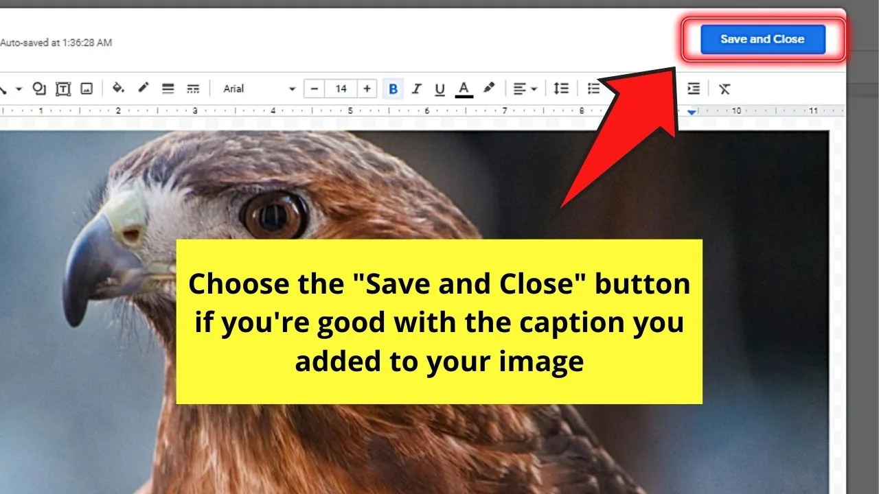 How to Caption an Image in Google Docs with the Drawing Tool Step 9.1