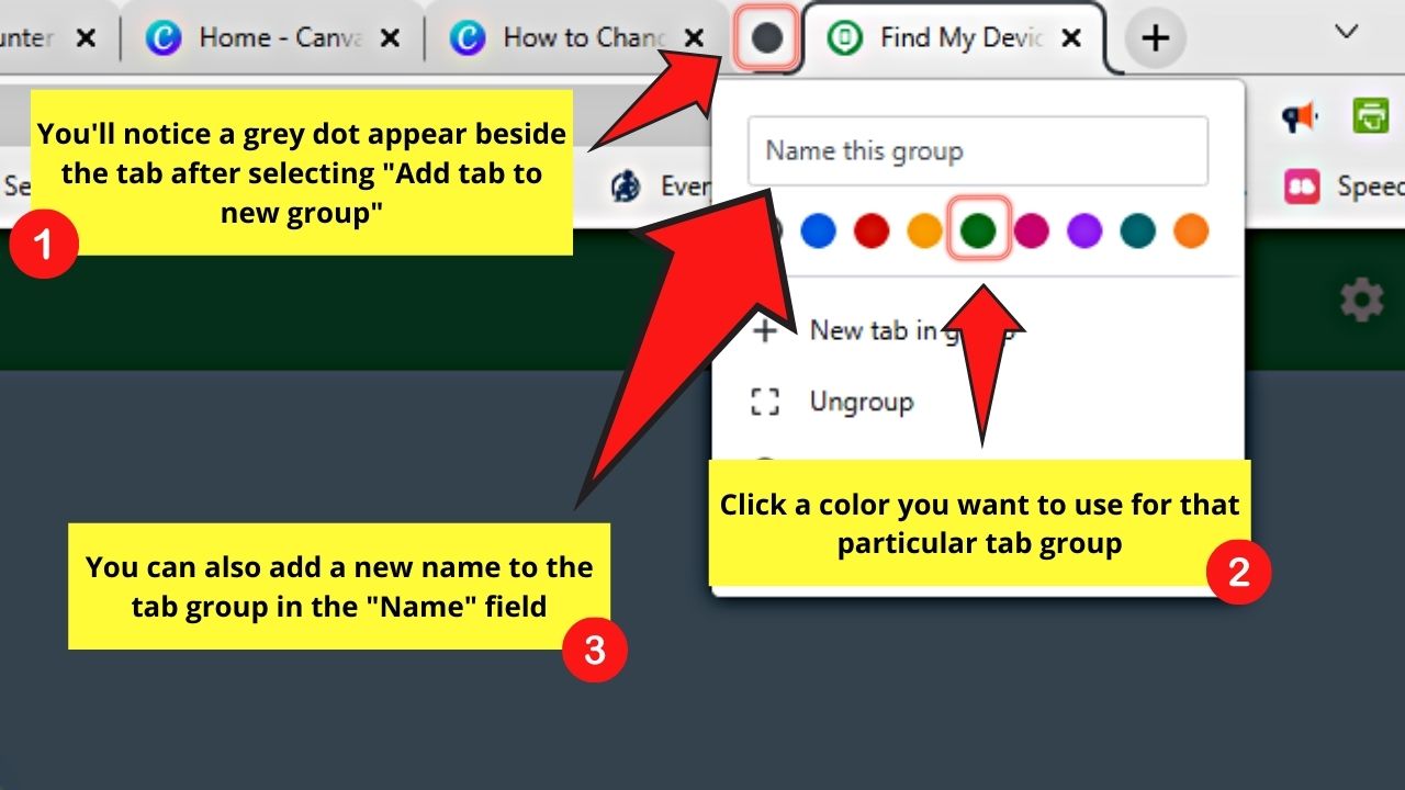 How to Change the Tab Color in Chrome by Activating Tab Groups Step 4.1