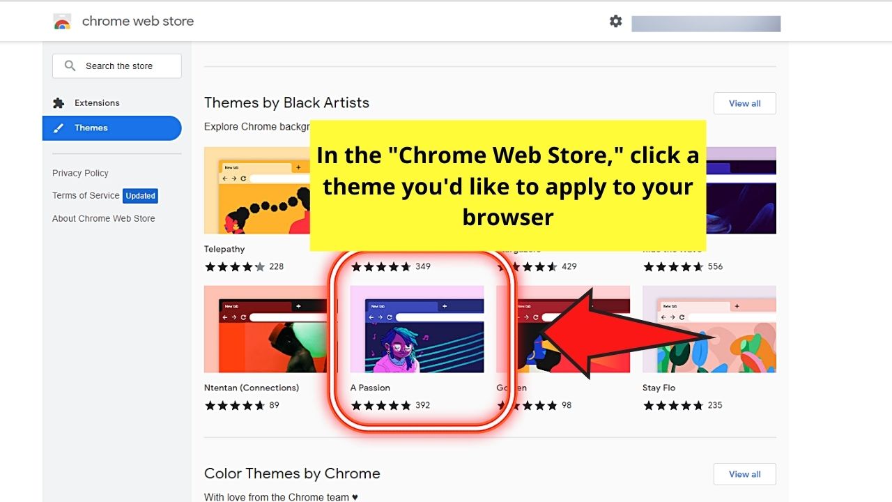 How to Change the Tab Color in Chrome by Opening Chrome Themes Step 5.1