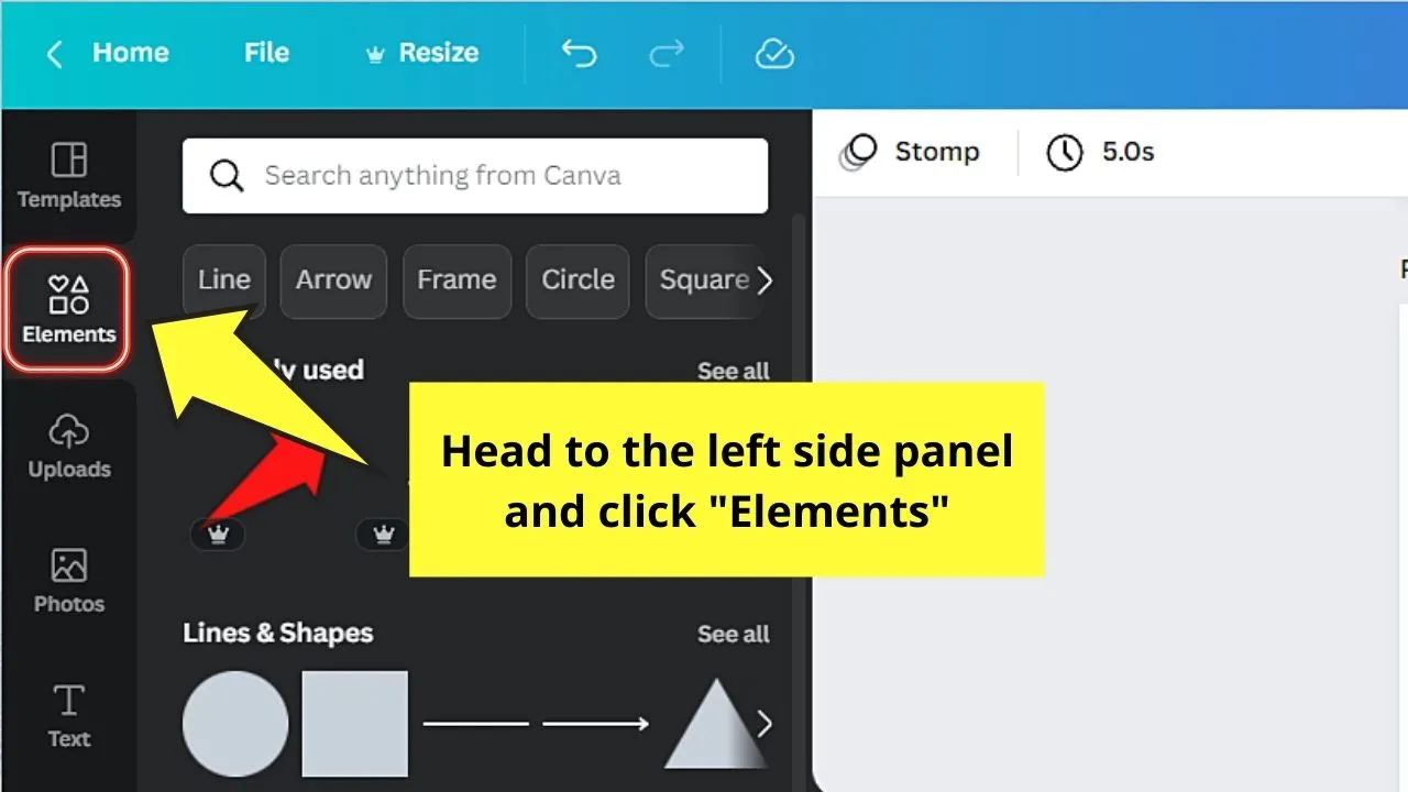 How to Create a Slideshow in Canva Using Grids Step 1