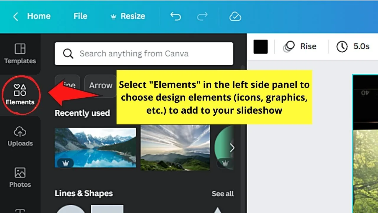 How to Create a Slideshow in Canva Using Pre-made Slideshow Templates Step 5
