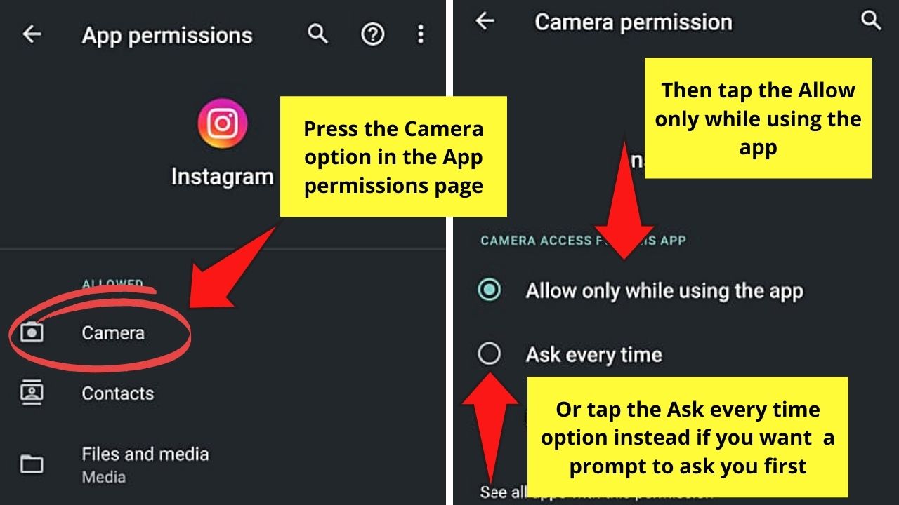 How to Enable Camera Access on Instagram Step 5