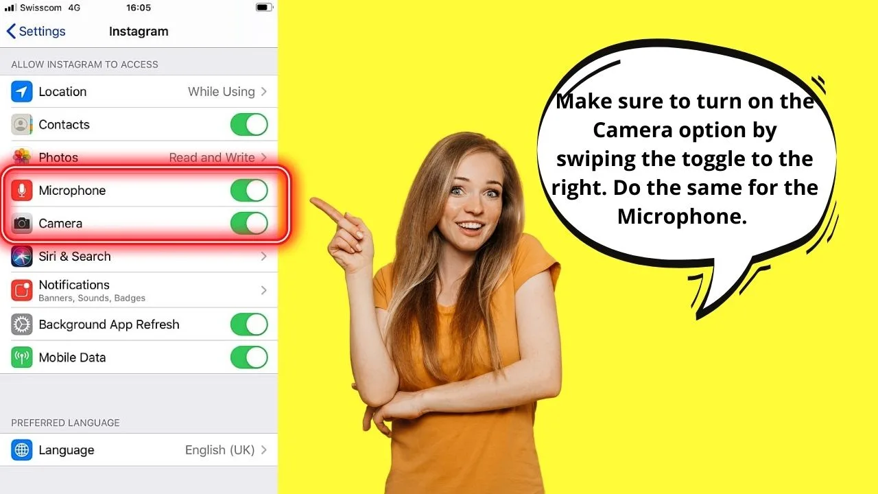 How to Enable Camera Access on Instagram iOS Step 3
