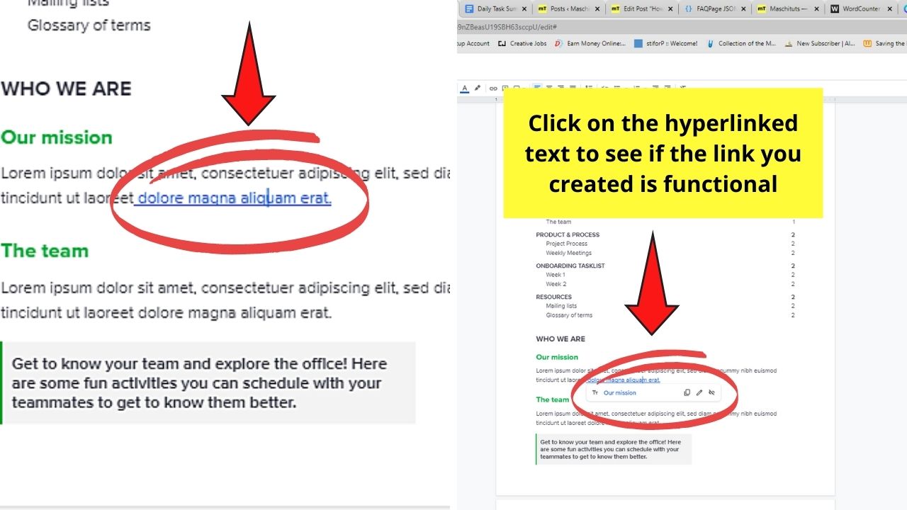How to Hyperlink Within a Document in Google Docs to a Heading Step 5