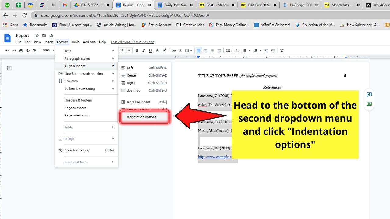How to Indent Citations in Google Docs Step 5