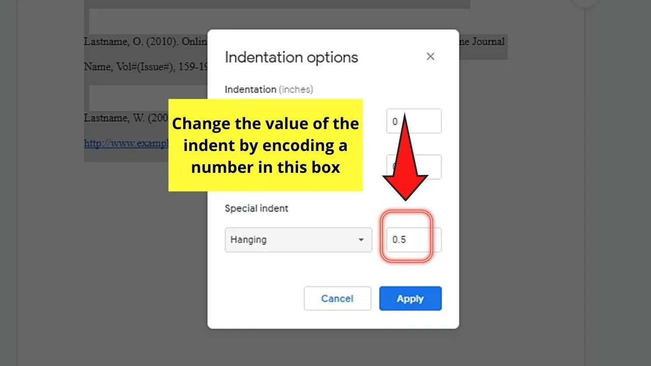 How to Indent Citations in Google Docs Step 7.2