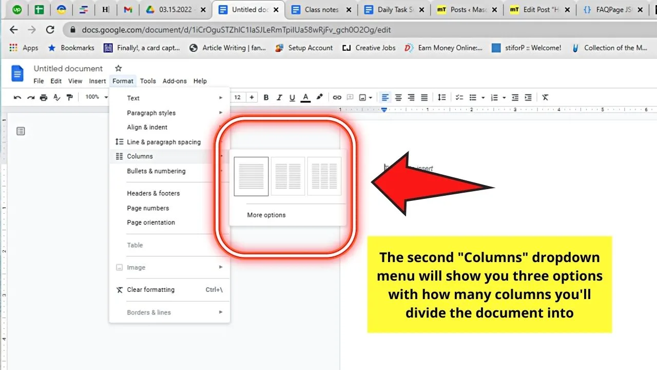 How to Make 2 Columns In a Blank Document in Google Docs Step 4.1