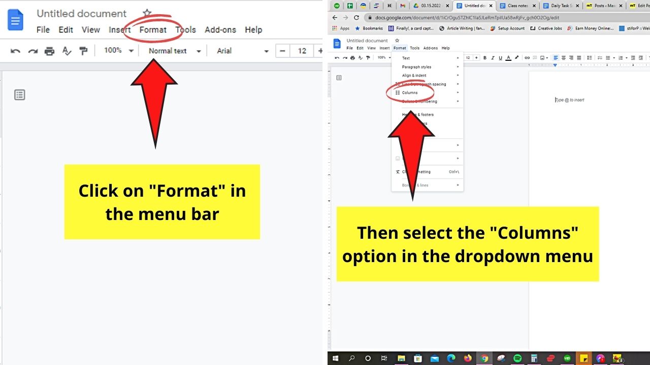 How to Make 2 Columns In a Blank Document in Google Docs Step 5.1