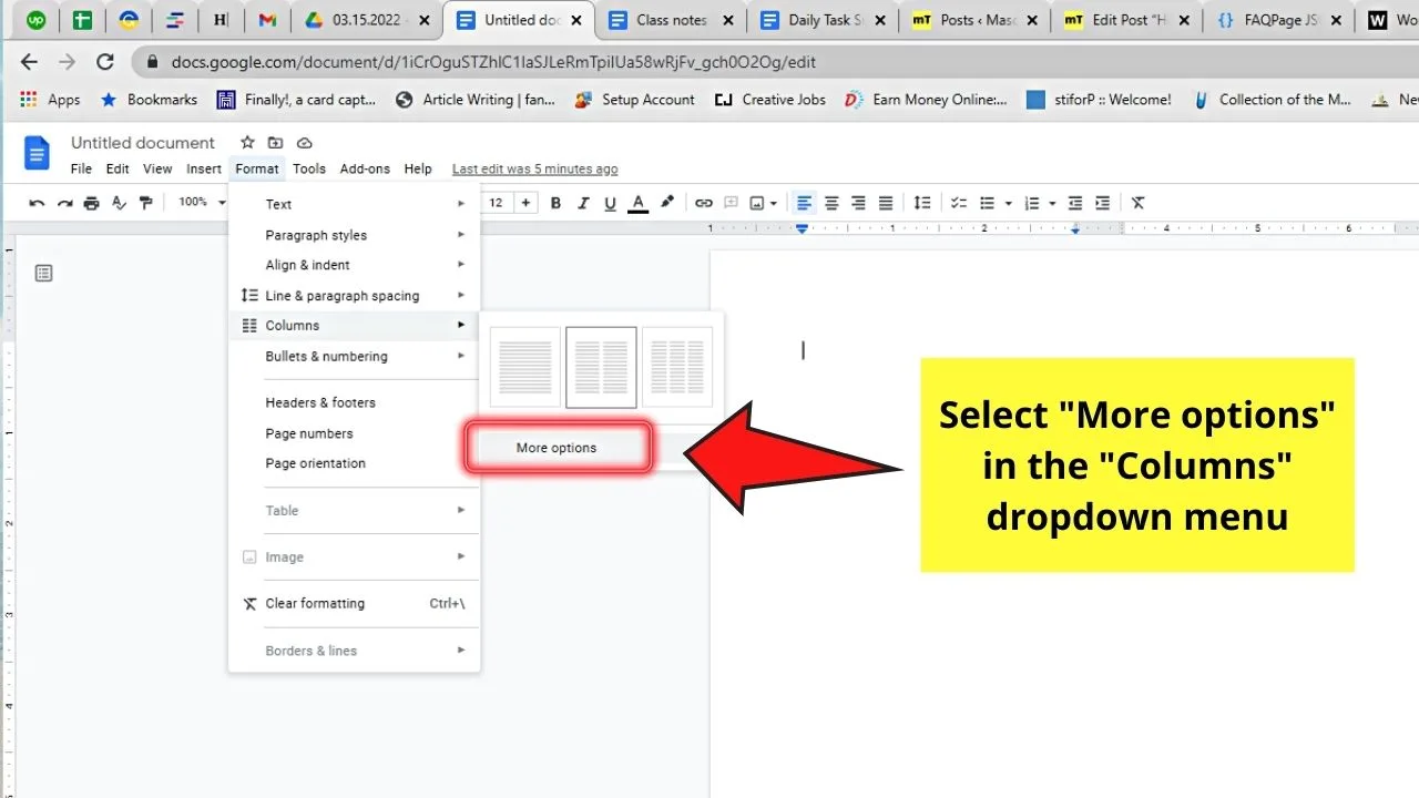 How to Make 2 Columns In a Blank Document in Google Docs Step 5.2