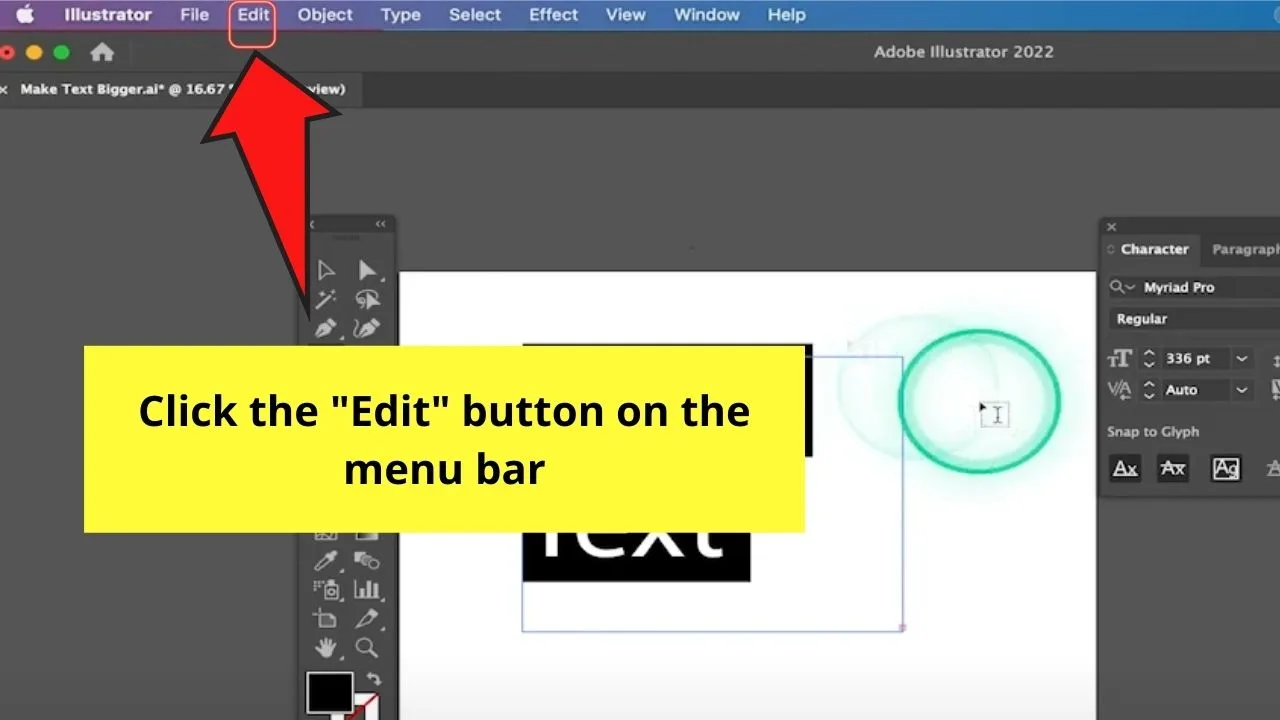 How to Make Text Bigger in Illustrator Using a Keyboard Shortcut Step 3.1