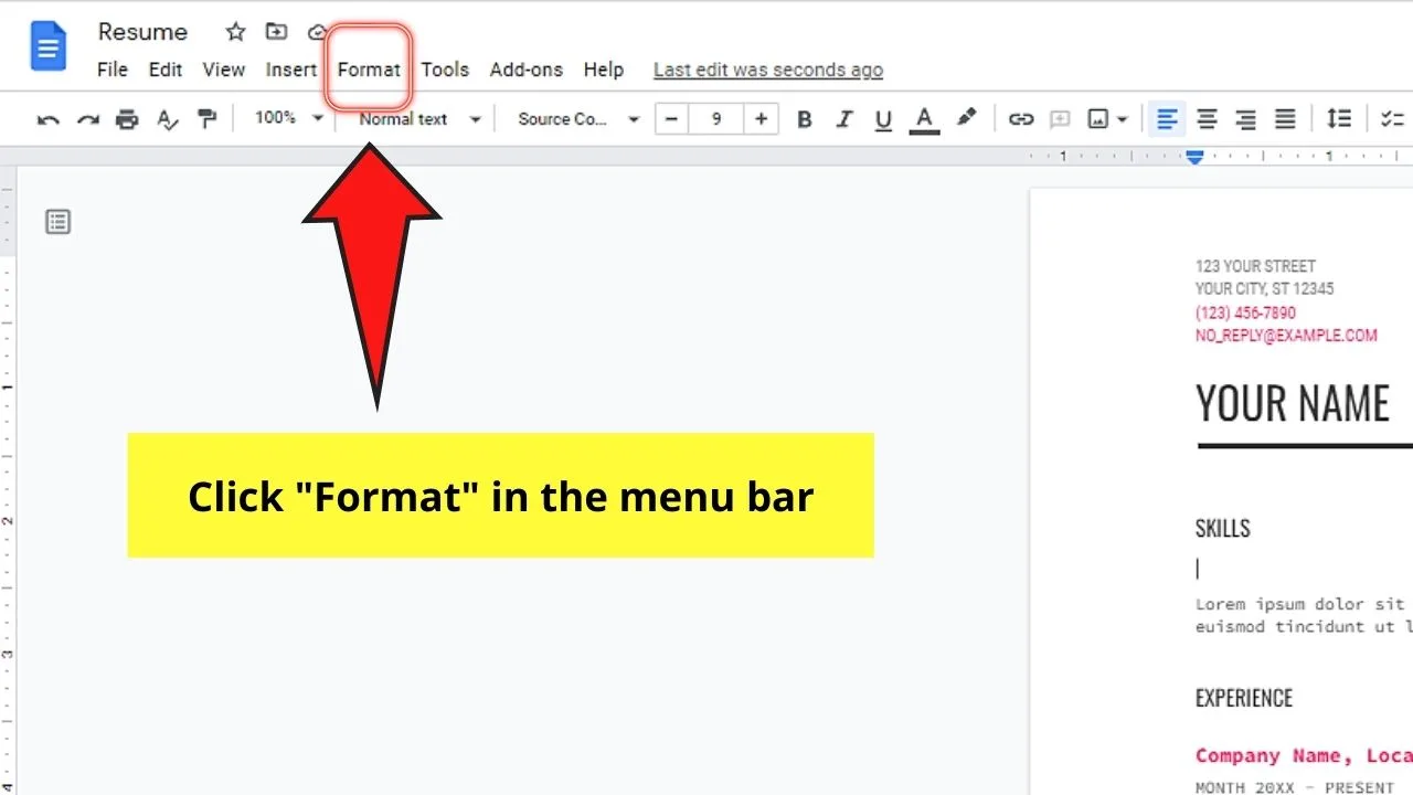 How to Make a Horizontal Line in Google Docs by Adding Horizontal Paragraph Borders Step 1